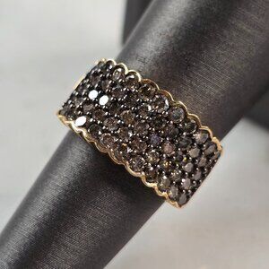 Womens Estate 10K Yellow Gold Brown Diamond Ring 5.0g E3975